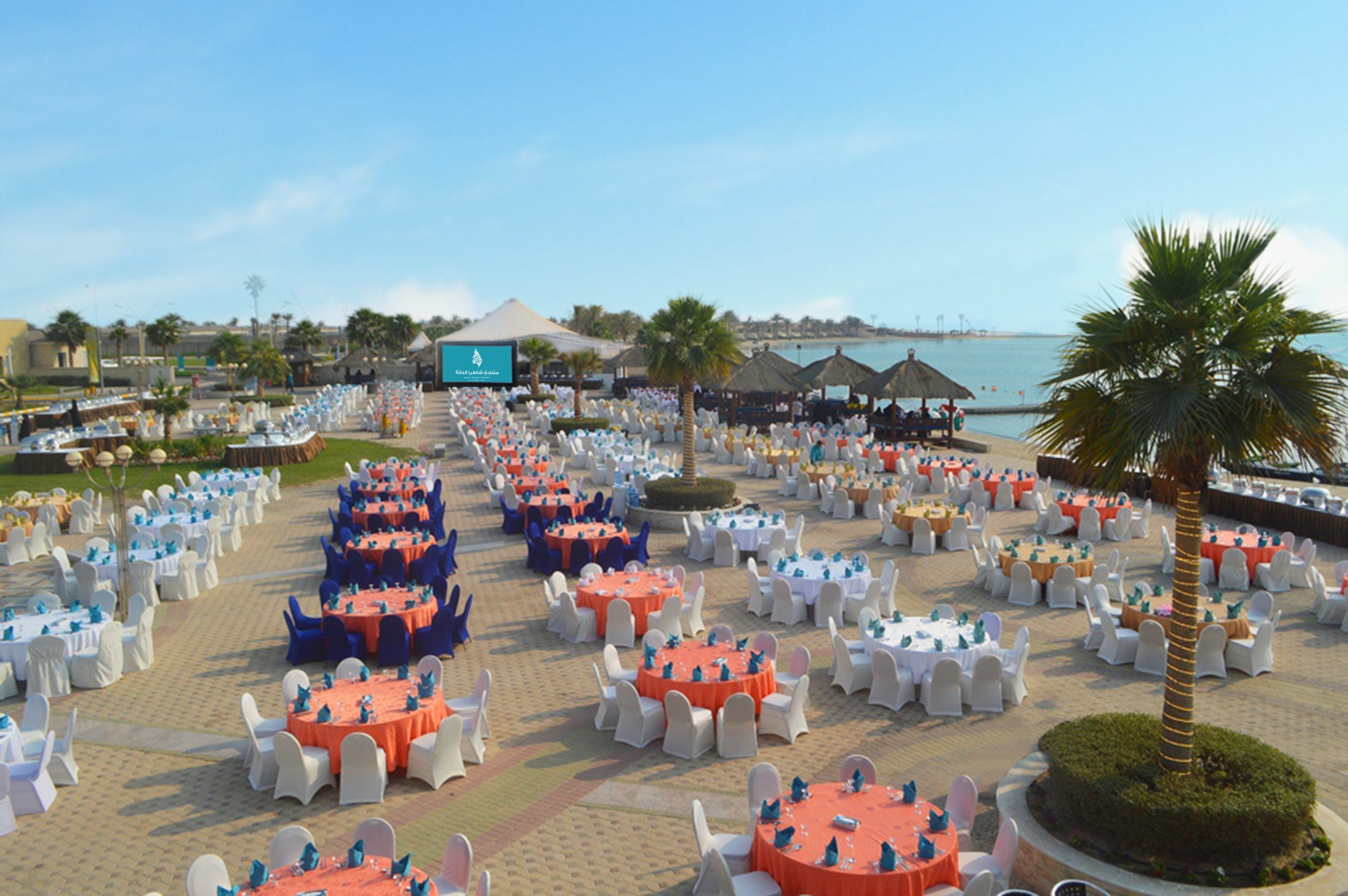 Open air beach front banquet