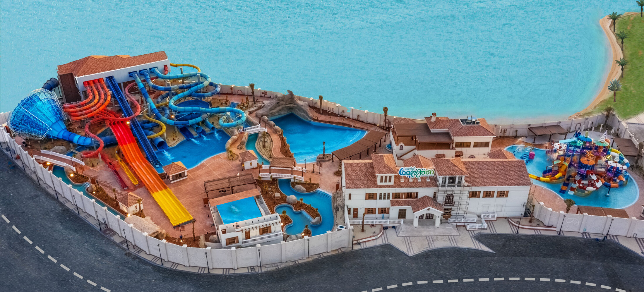 Aerial image of water park